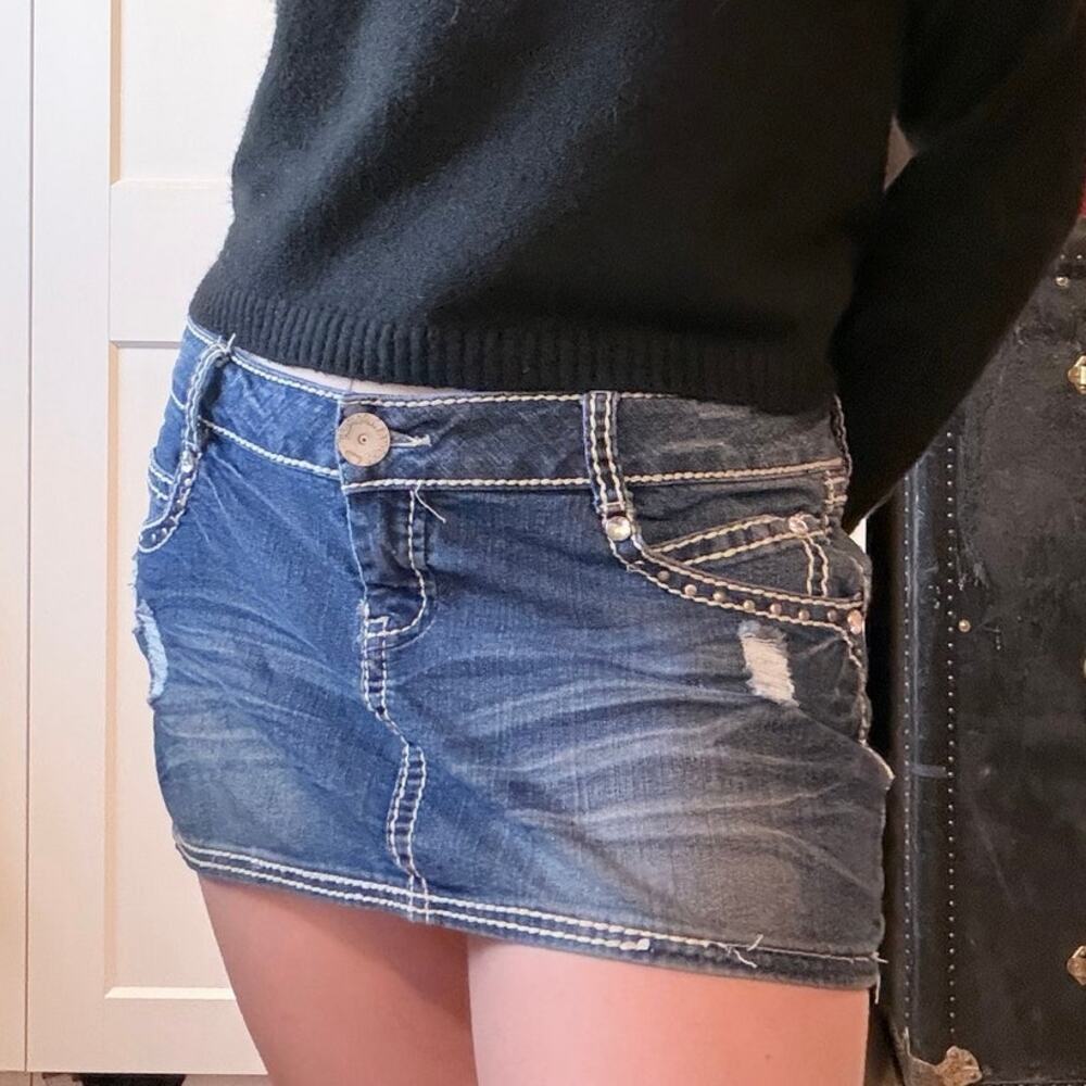 almost famous vintage jean mini skirt y2k